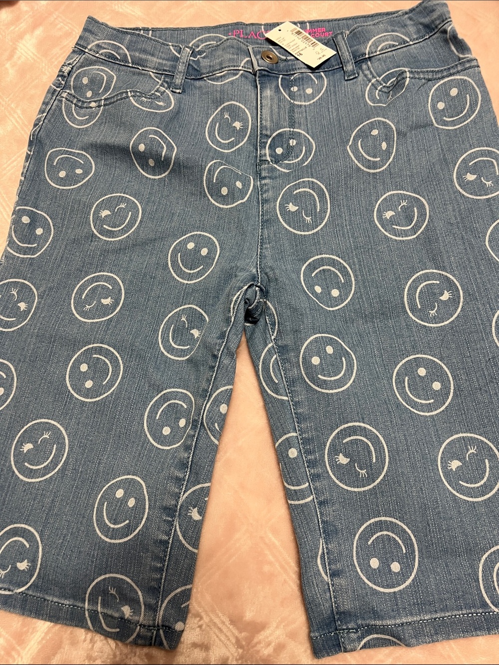 The Children's Place Blue Denim Smile-Print Cropped Jeans